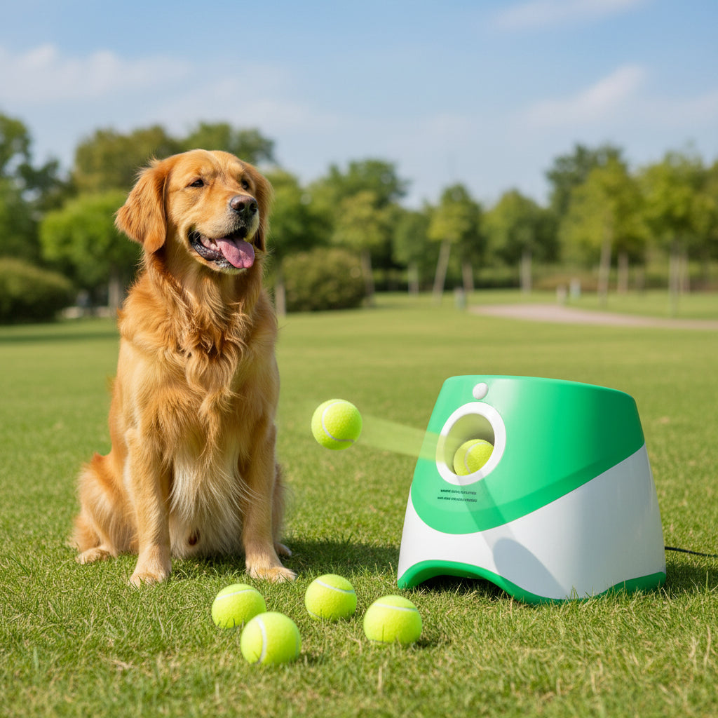 Automatisches Ballwurfgerät für Hunde, Tennisbälle inkl.