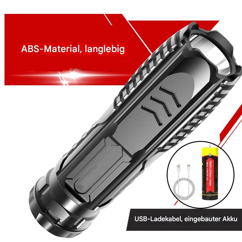 Leistungsstarke Taschenlampe [schwarz] mit Ladekabel