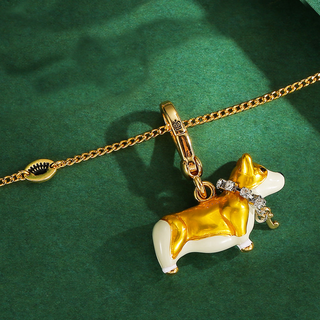 Niedlicher dreidimensionaler Corgi-Welpen-Anhänger für Damen