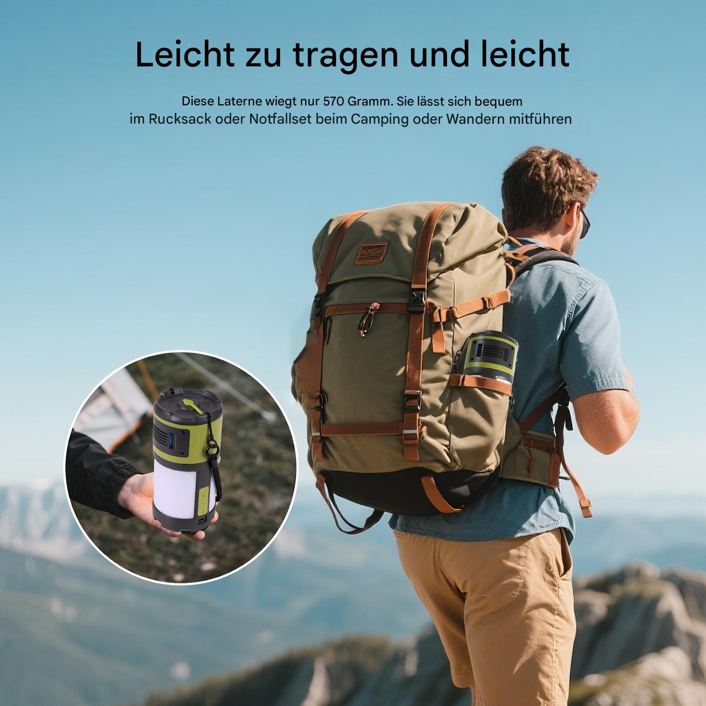 3-in-1 Campinglampe mit Insektenschutzmittel und Aromadiffusor, wiederaufladbar