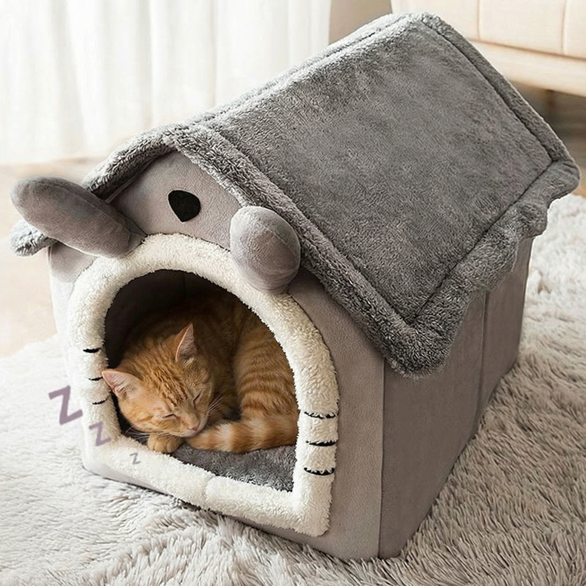 Niedliches, geschlossenes und waschbares Katzenbett