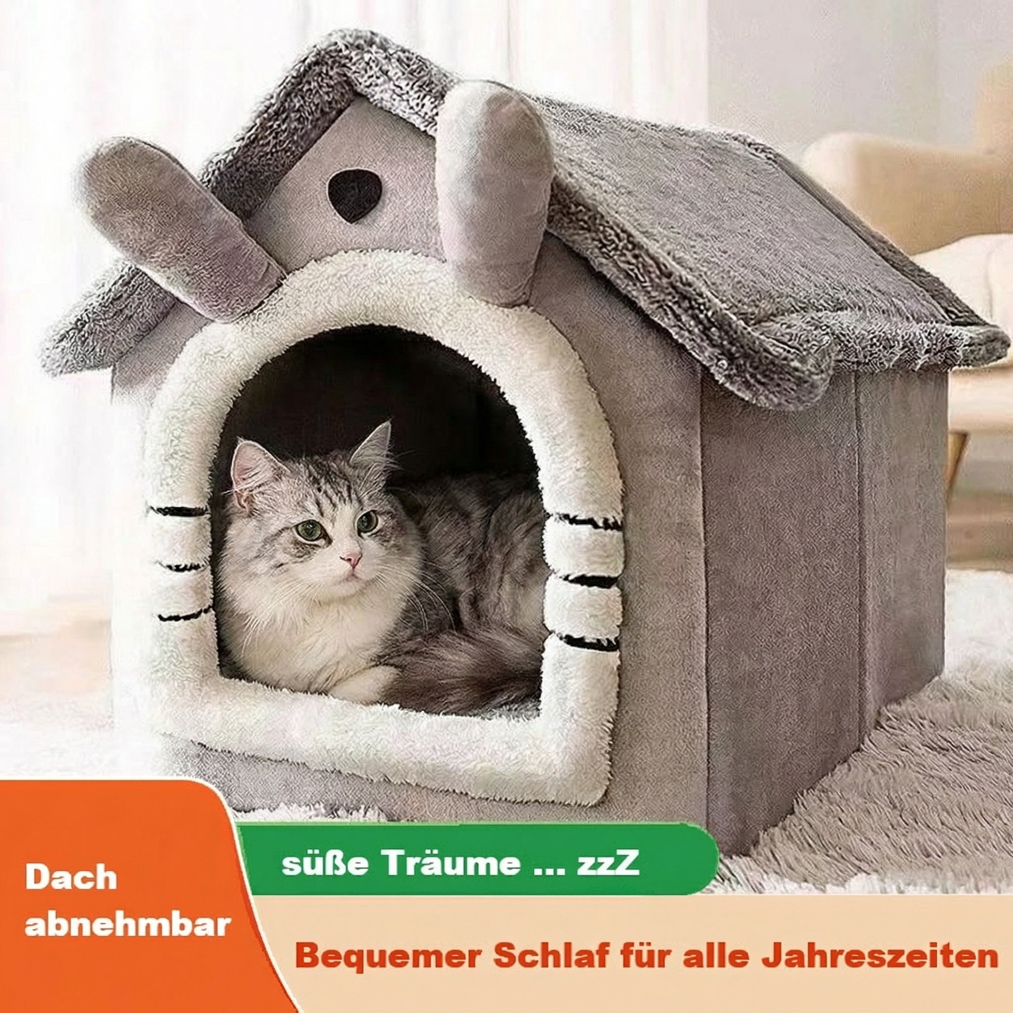 Niedliches, geschlossenes und waschbares Katzenbett