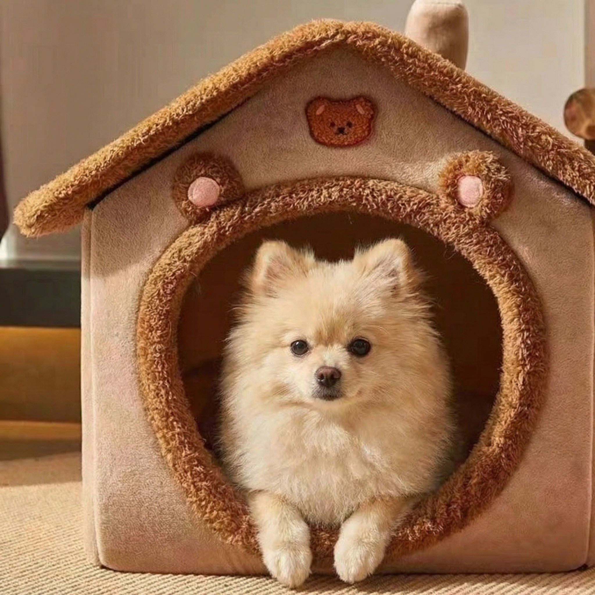 Niedliches, geschlossenes und waschbares Hundebett